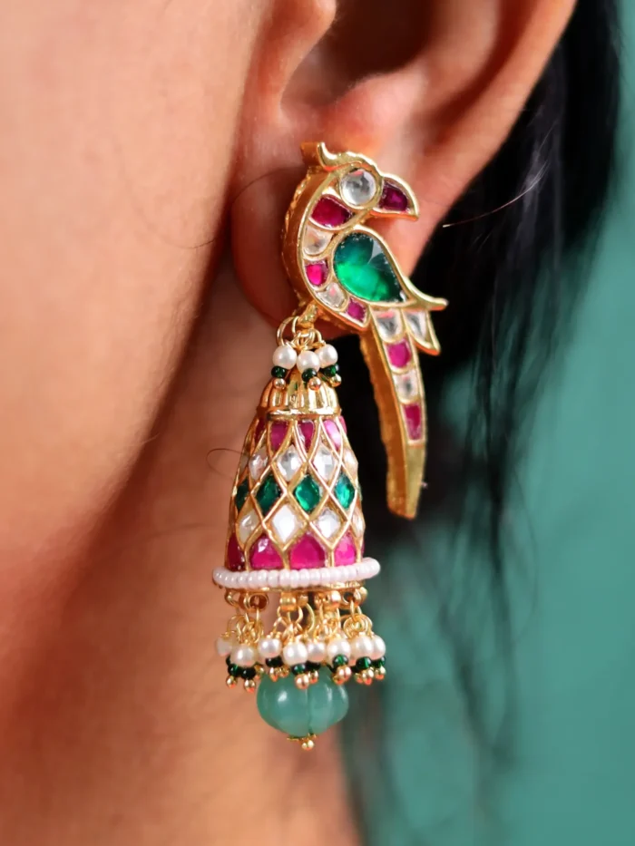 Traditional Parrot Jhumka Earrings
